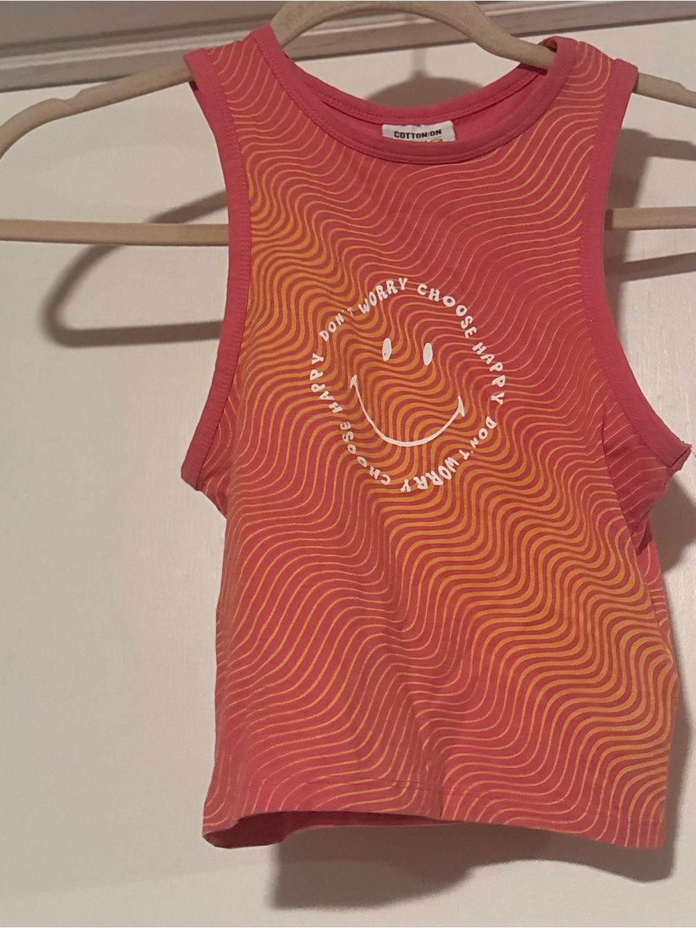 Cotton On Pink Coral Wavy Smiley Tank